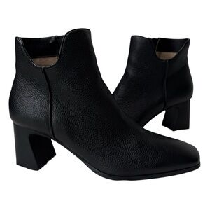 NYDJ Cassey Boot Black Pebbled Leather 3” Block Heel Whimsygoth Classic Concert